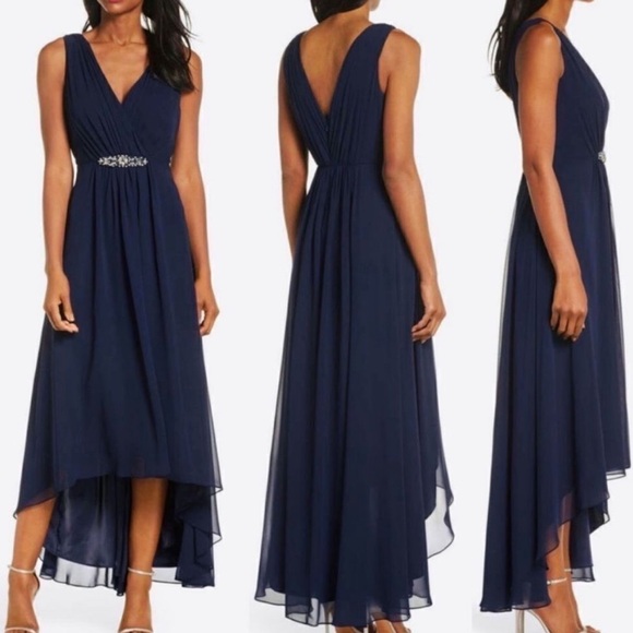 Eliza J Dresses & Skirts - ELIZA J Navy High Low Embellished Waist Formal Party Dress